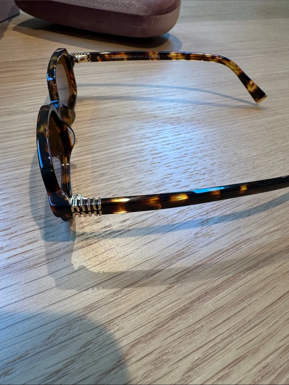 Miu Miu Tortoiseshell Rectangular Women's Sunglasses with Brown Lenses